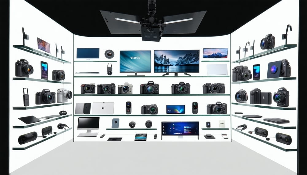 A display of popular tech products available for resale A display of popular tech products available for resale